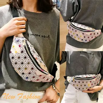 

Modern Women Rainbow Flame Diagonal Shape Print Waist Belt Bag Fanny Pack Chest Bags Leather Waist Packs New