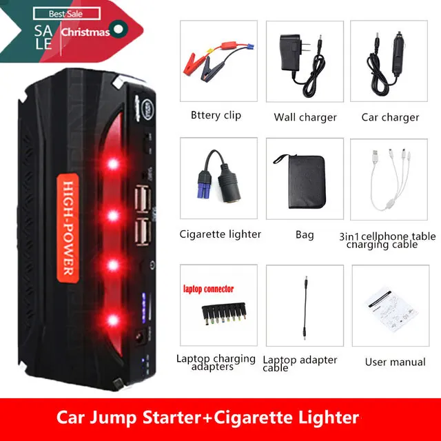 2019 MultiFunction Emergency Car Jump Starter Mini 12V Portable Power Bank Car Charger Battery Booster for Cars Starting Device