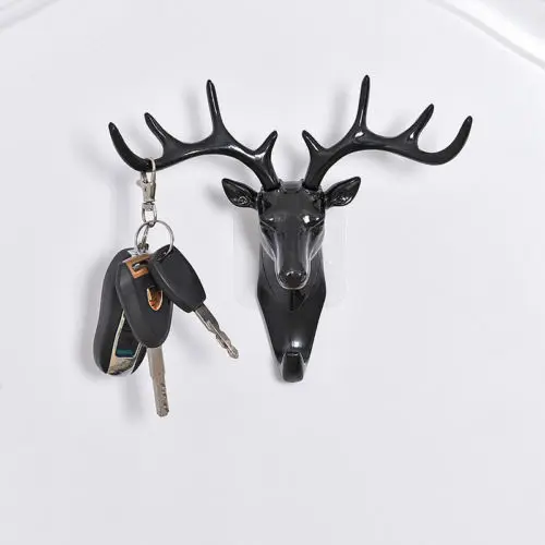 

Vintage Deer Head Animal Self Adhesive Clothing Display Racks Hook Hanger Cap Room Decor Show Wall Bag Keys Sticky Holder