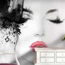 Обои на заказ 3d стереоскопические черно-белые красные губы акварельные красивые обои 3D фото обои домашний декор