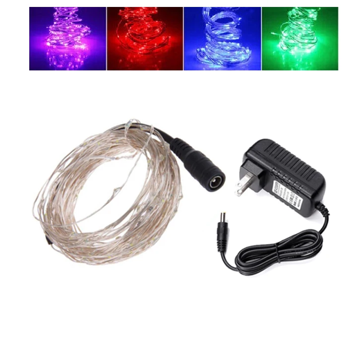 12V 10M 33ft 100 Leds Christmas Fairy Lights Copper Wire Starry String Light luces + Power