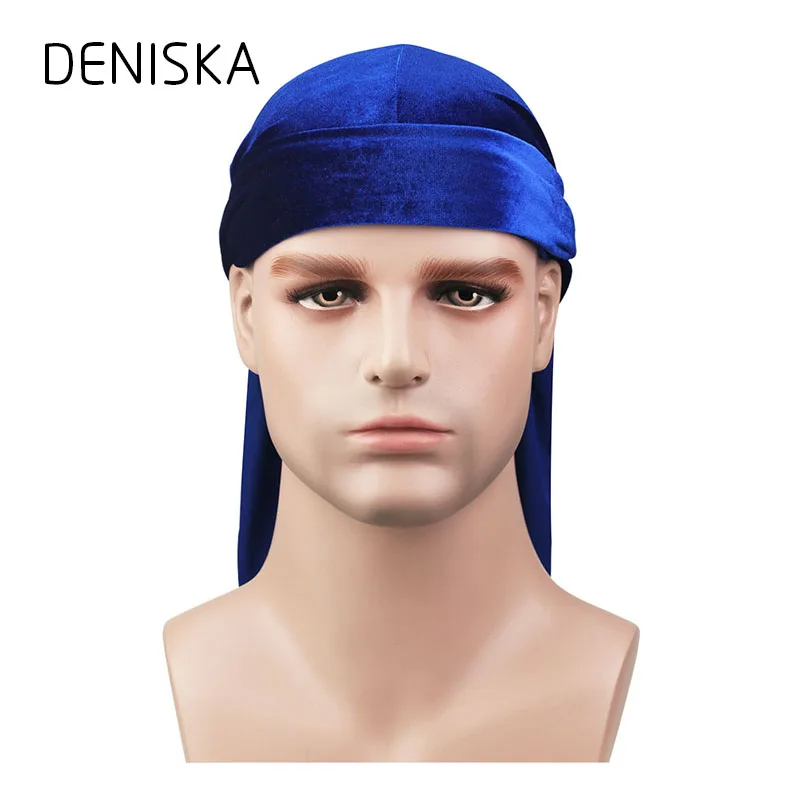 DENISKA Men&#39;s Velvet Durags Bandana Turban Hat Wigs Doo Durag Biker Headwear Headband Pirate Hat ...