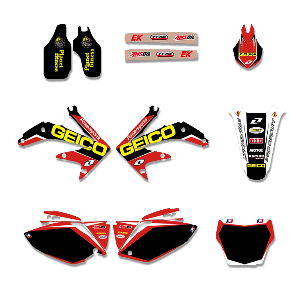 Графическая наклейка для мотоцикла GEICO с зажимами Honda CRF450 CRF450R CRF 450 450R 2005 2006 2007 2008