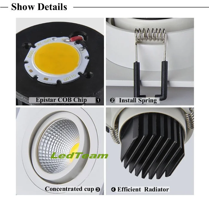 Природа Белый 4500 К Cob Светодиодный Светильник 10 Вт Теплый/Холодный Белый Светодиод утопленный Свет Лампы Лампы ПЕРЕМЕННОГО ТОКА 90-260 В+ Гарантия 3 Года CE& ROHS
