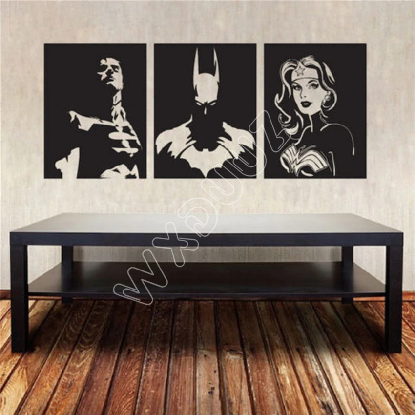 

WXDUUZ Superhero Wall Decal Justice League Mural Batman Superman Wonder Woman Art,living room space Vinyl Wall Sticker B358