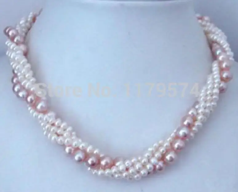 

Hot Charming! new torsional White&Purple Akoya Cultured pearl Necklace Fashion Jewelry Making Design Gifts For Girl Women W0380