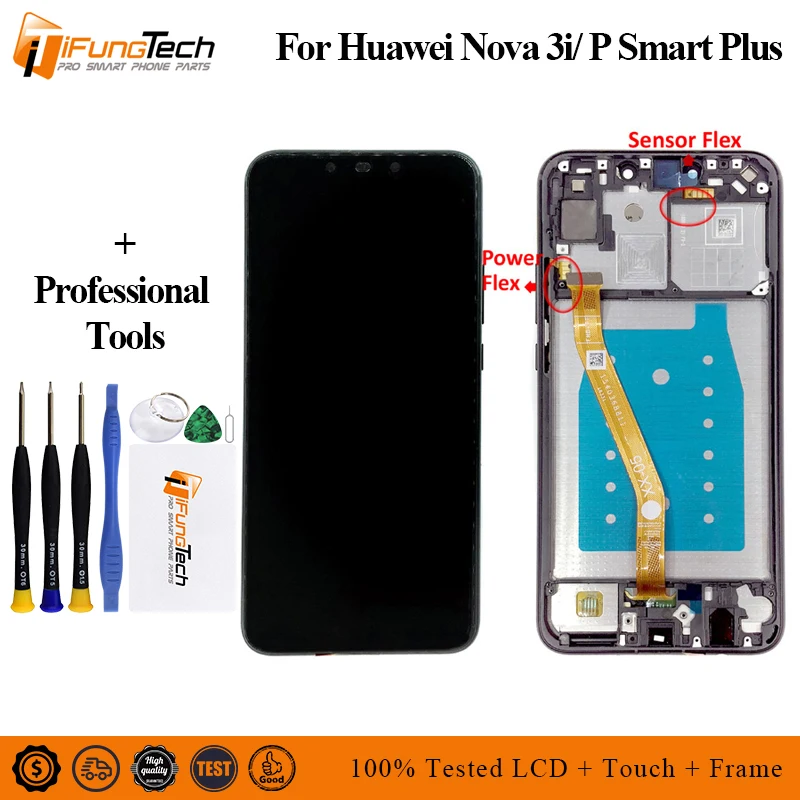 Free Tools For Huawei Nova 3i LCD Display Touch Screen With Frame For Huawei P Smart+ P Smart Plus LCD Digitizer Replacement