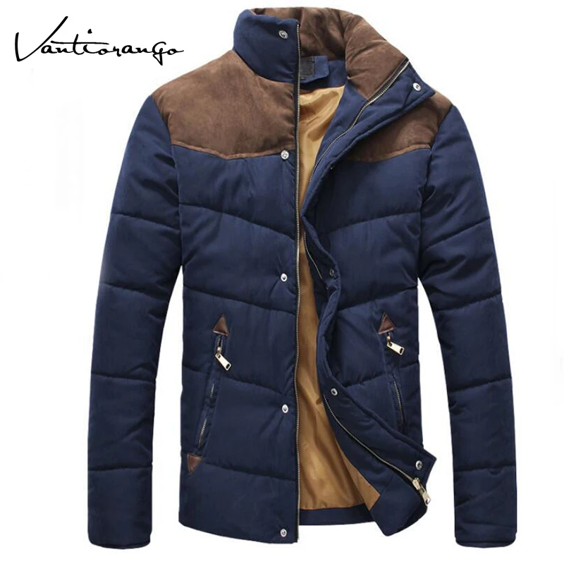 Vantiorango Men Coat New Winter Fashion Thick Stand Collar Pockets Chains Patchwork 3 Colors Overcoat LTT00080 | Мужская одежда
