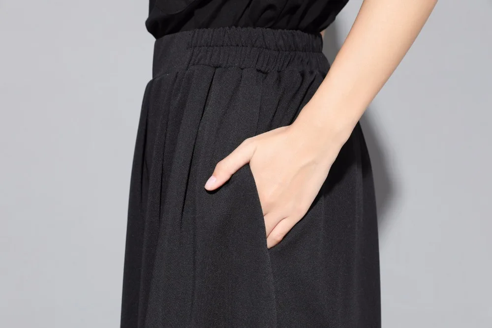 Летняя модная черная Женская юбка большого размера, свободная строчка в полоску, необычный фирменный дизайн, высокое качество, материал, юбки, Новинка