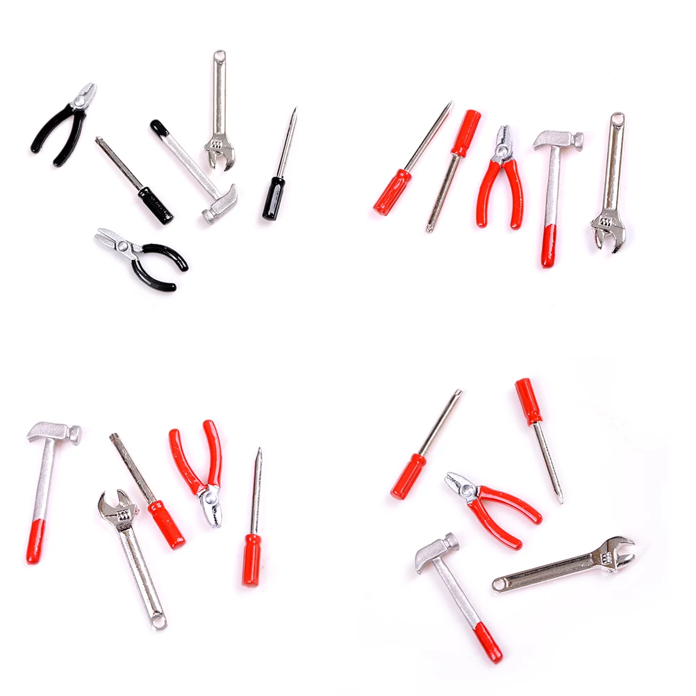 1Set 1/12 Dollhouse Scale Miniature Metal Hand Tools Set Dolls House Accessories Furniture Toys Newest