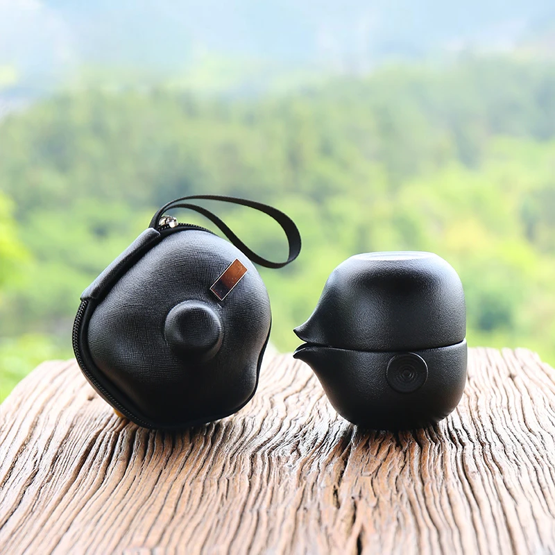 TANGPIN Black Crockery Ceramic Teapot Teacups A Tea Sets Portable Travel Tea Sets With Travel Bag