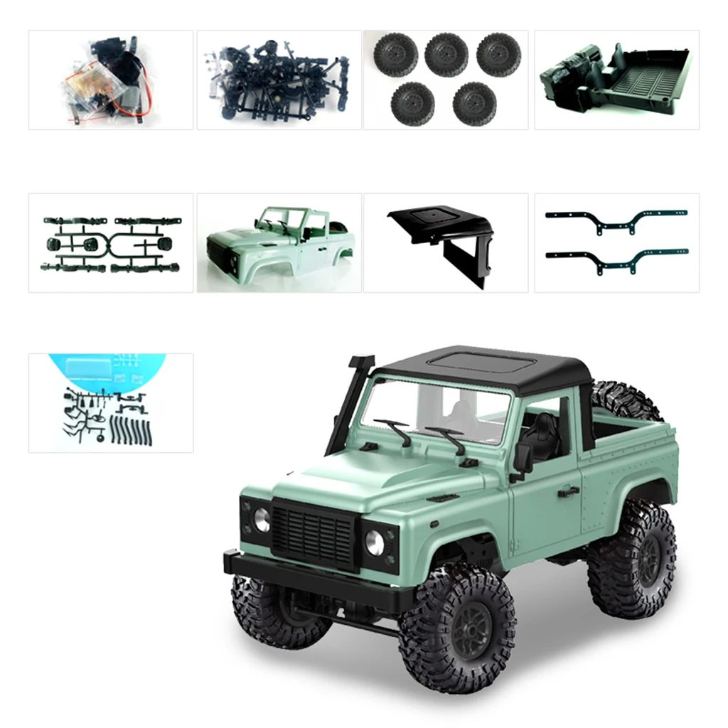 OTTDTY Rock Crawler D91 2,4G 4WD RC грузовик TRemote управление игрушка продукты в разобранном виде комплект Defender FEB27 - Цвет: Зеленый