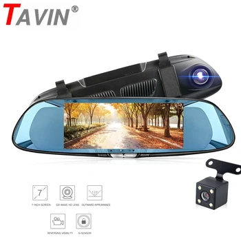 

TAVIN Rearview mirror Car DVR Full HD 1080P 7.0 Inch IPS Ttouch screen Video Recorder Camera Dual Lens Auto Registrator Dash Cam