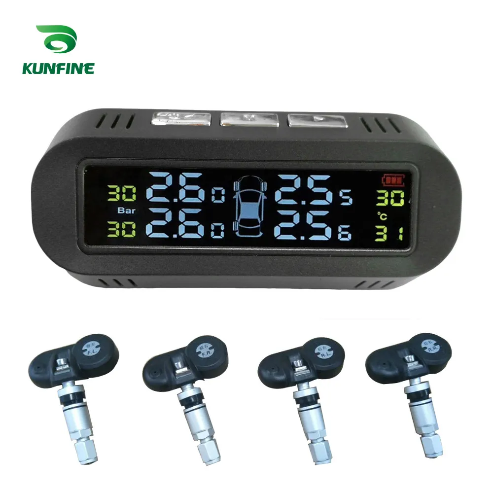 HUB Smart Car TPMS Tyre Pressure Monitoring System Solar Energy TPMS Digital LCD Display Auto Security Alarm Systems With 4 Sens - Тип: Internal TPMS