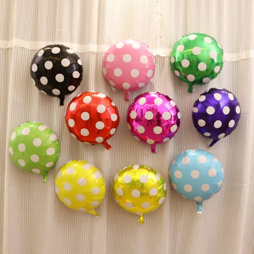 

18Inch 5 pcs/ctn Candy Color Dotted Point Dotted Aluminum Foil Balloon Balloons Round Foil Mylar Birthday Party Decoration QQ-02