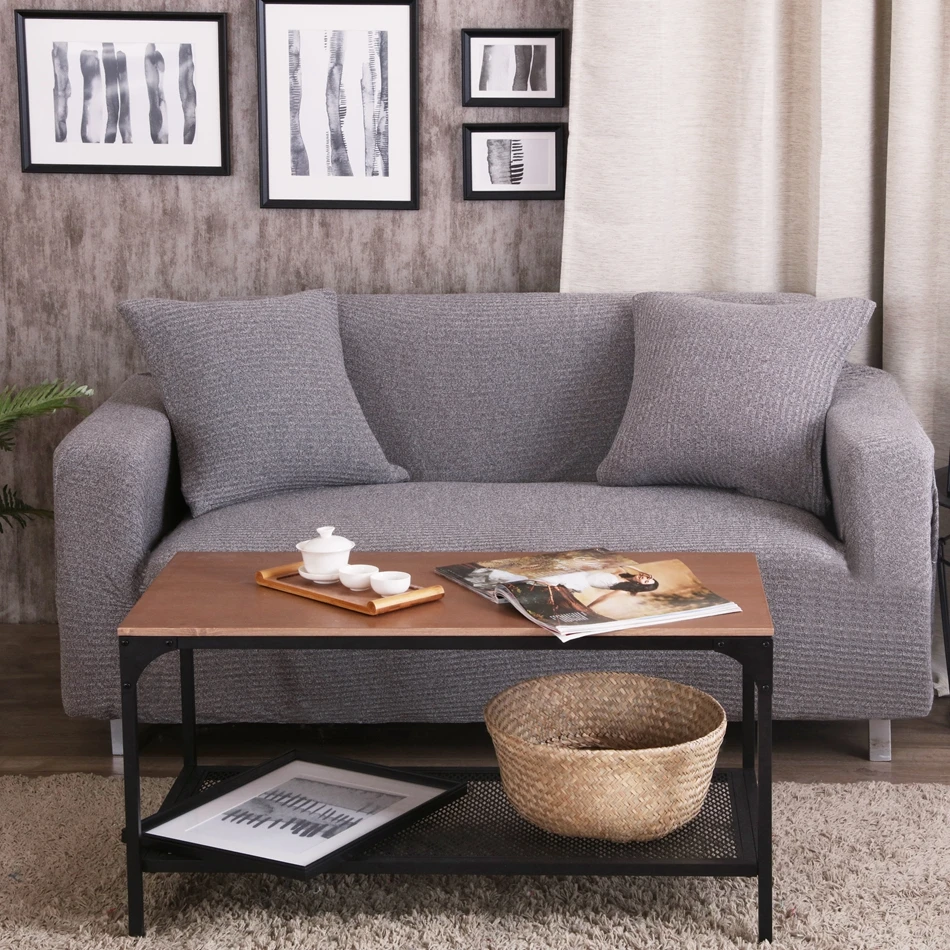 Buy Grey Solid Color Stretch Sofa Cover For Living