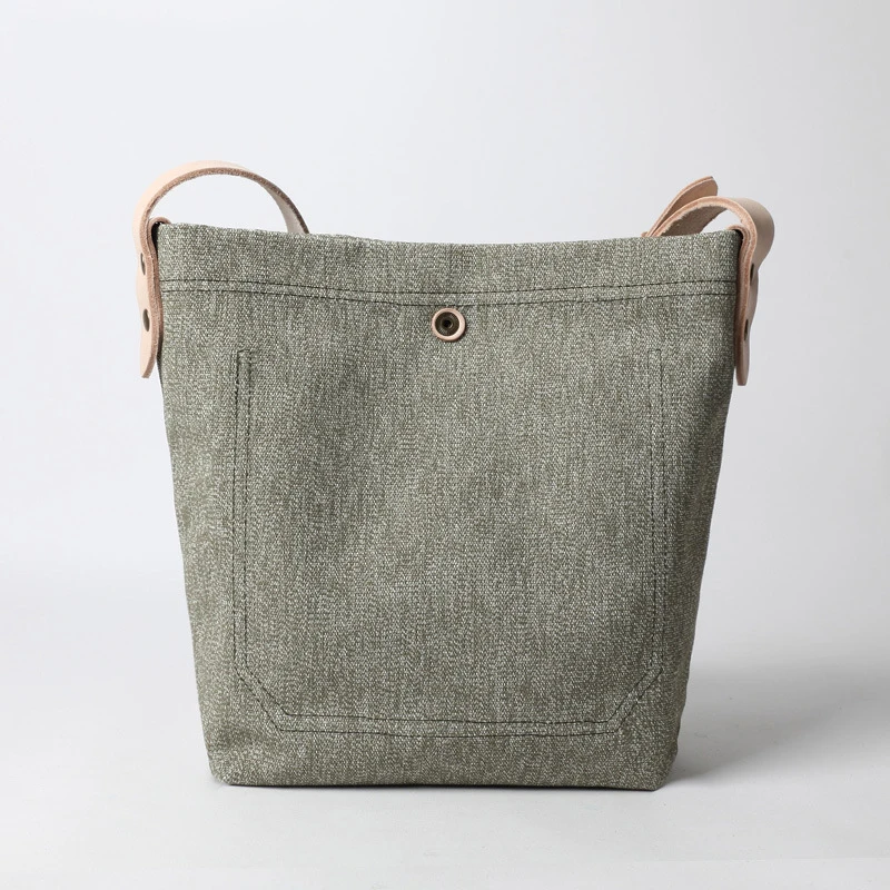 

Casual Pepper Eco Fabric Canvas with Vegetable Tanning Leather Women Shoulder Bag Retro Travel Lady Bags