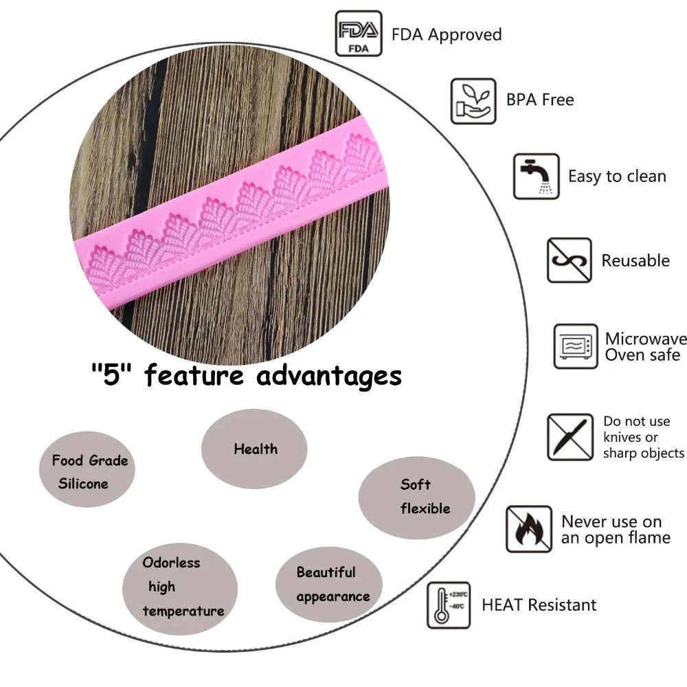 Кружева Плесень кружева коврик помадка Цветы цепь украшения силиконовые формы Surafcraft инструменты для выпечки инструменты для украшения торта