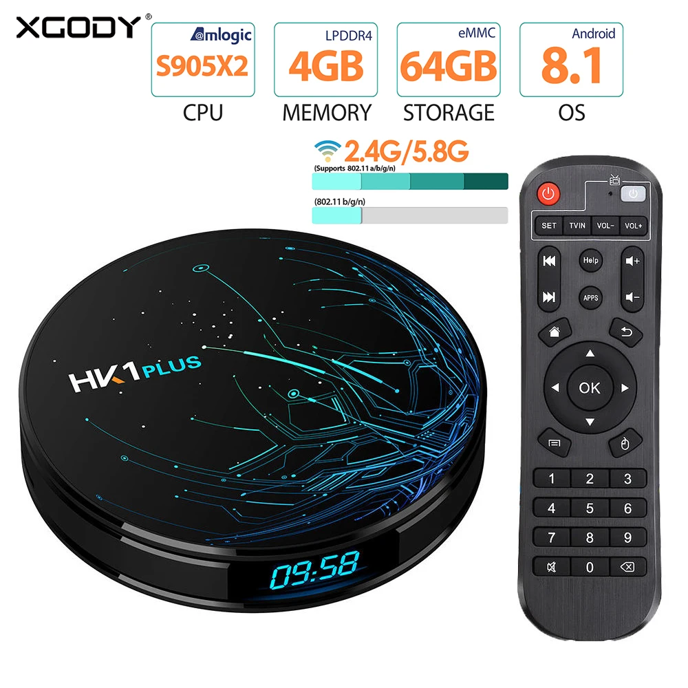 XGODY HK1 плюс Смарт ТВ приставка Android 8 1 Wifi ram 2 ГБ/4 Гб rom 16 Гб/32 ГБ/64 Amlogic HDMI сетевой