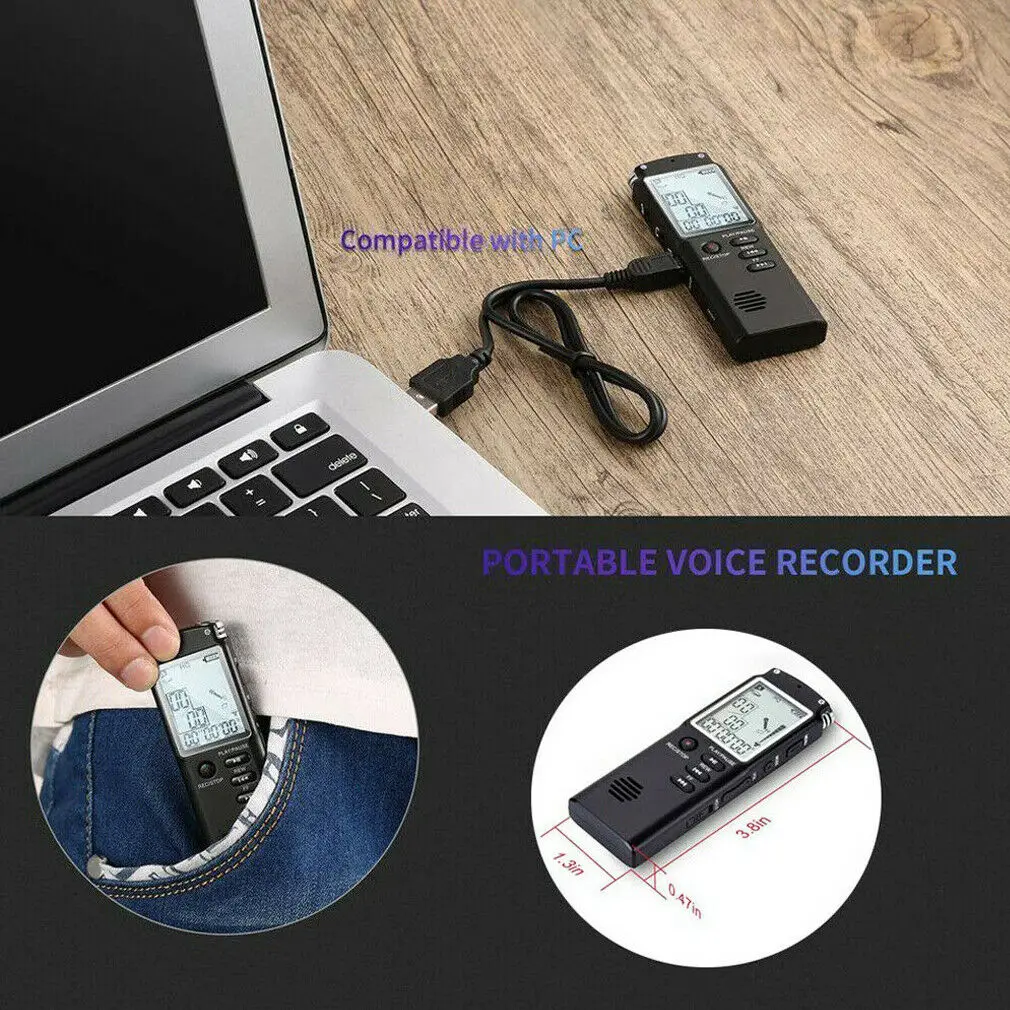  8GB/16GB/32GB Voice Recorder USB Professional 12 Hours Dictaphone HD Mini Digital Audio Recorder So