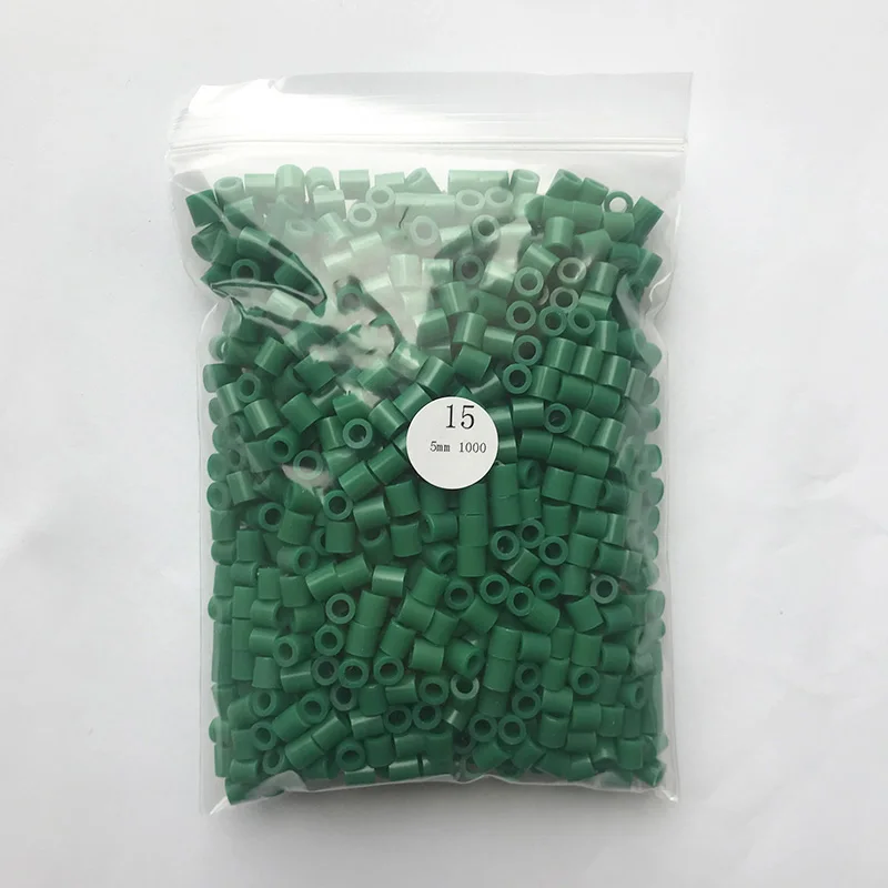 1000 Beads/Bag 5mm Perler Artkal Beads 37 Colors Available Material Bag DIY Cartoon Making Tube Colorful Beads Educational Toys - Цвет: Green Color 15