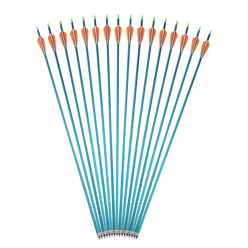 6/12 шт 30 ''стрельба из лука Алюминий стрелка SP 500 Алюминий стрелки 3" резиновые лопатки сменный широких зазубренных наконечника для съемки Принадлежности для охоты