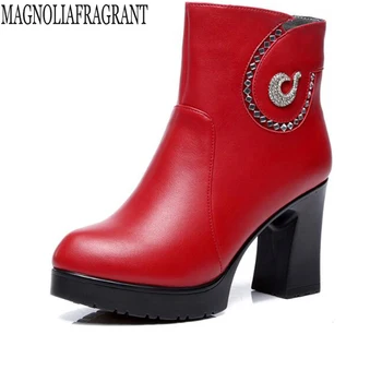 

New Sexy Ultra High Heels Shoes Woman Female Round Toe Boots Thick Heel Platform Women Shoes Ankle Boots zapatos mujer