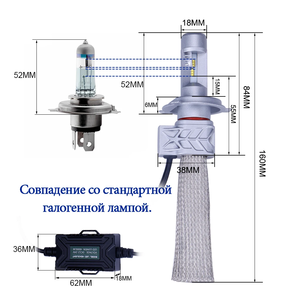 TC-X 1 пара led лампы для авто H4 ближний дальний led Н4 для Ниссан Джук 2012 LED Н4 светодиодные лампы для авто с обманкой 12В Luxeon ZES 6500K