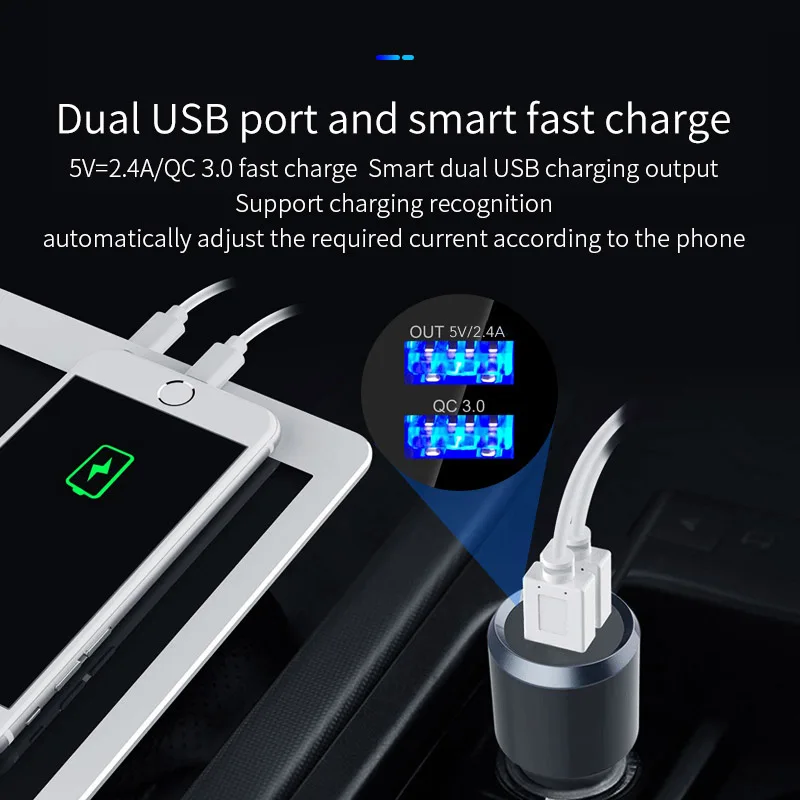 JaJaBor Bluetooth 5.0 Carkit Handsfree FM Transmitter AUX Audio Car Player A2DP Wireless Car MP3 Player Support TF Card Playback