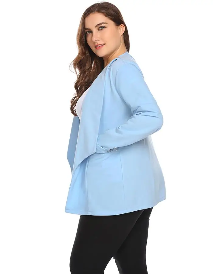 IN'VOLAND размера плюс L-4XL женский Блейзер костюм весна осень новая шаль с отворотом открытая передняя сплошная молния большая куртка топ большой размер