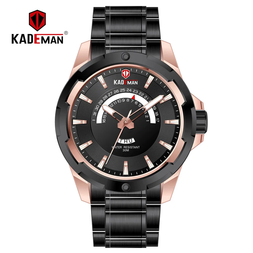 

KADEMAN Sport Mens Watch TOP Brand Luxury Full Steel Waterproof Quartz Watch 2019 New Fashion Business Watches Relogio Masculino
