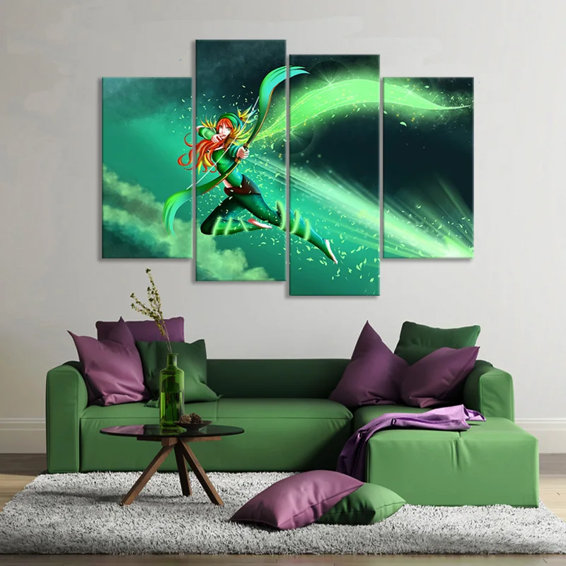 Modular Picture Canvas 4 Panel Dota 2 Game Role Painting Wall Art Posters Print Modern For Living R