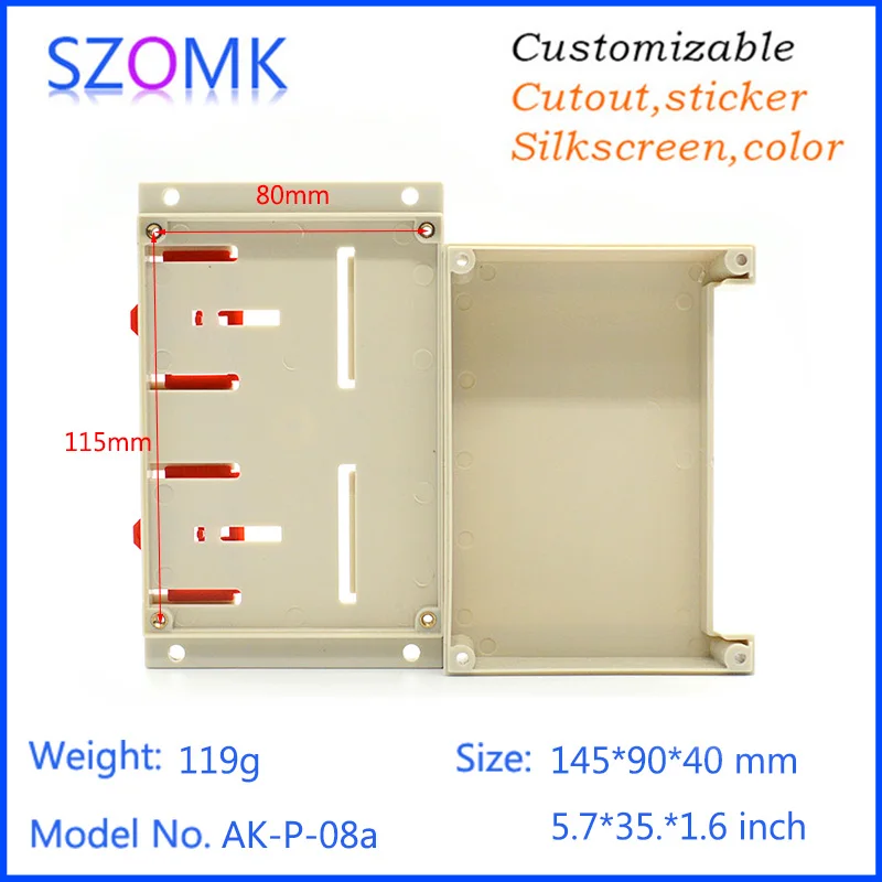Szomk пластиковый корпус распределительная коробка din rail project box (10 шт.) 145*90*40 мм abs ПЛК