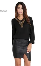 New Arrival Spring Summer Casual Shirts Women Long Sleeve V-neck Chiffon Blouses Fashion Tops Free Shipping B19