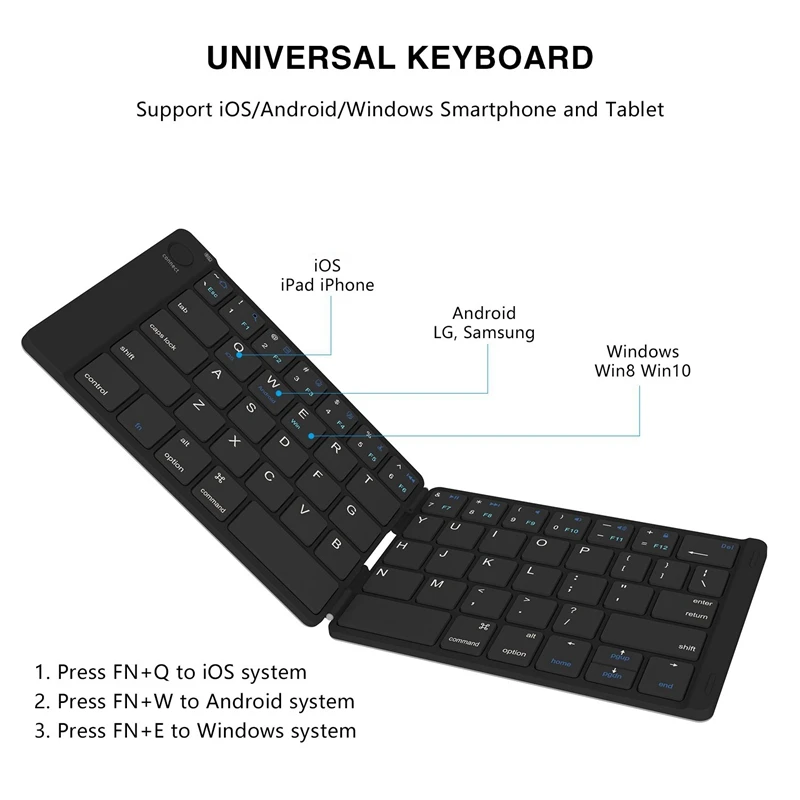 Складная клавиатура, ультра тонкая Складная Bt клавиатура B047 перезаряжаемая карманная клавиатура для всех Ios Android Windows ноутбука T