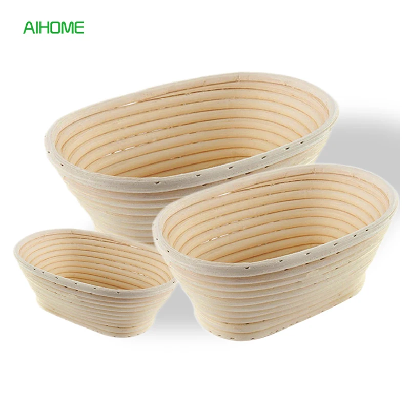 S M L Oval Rattan Dough Proofing Basket Bread Proving Blooming Basket Banneton Brotform Baking Tools