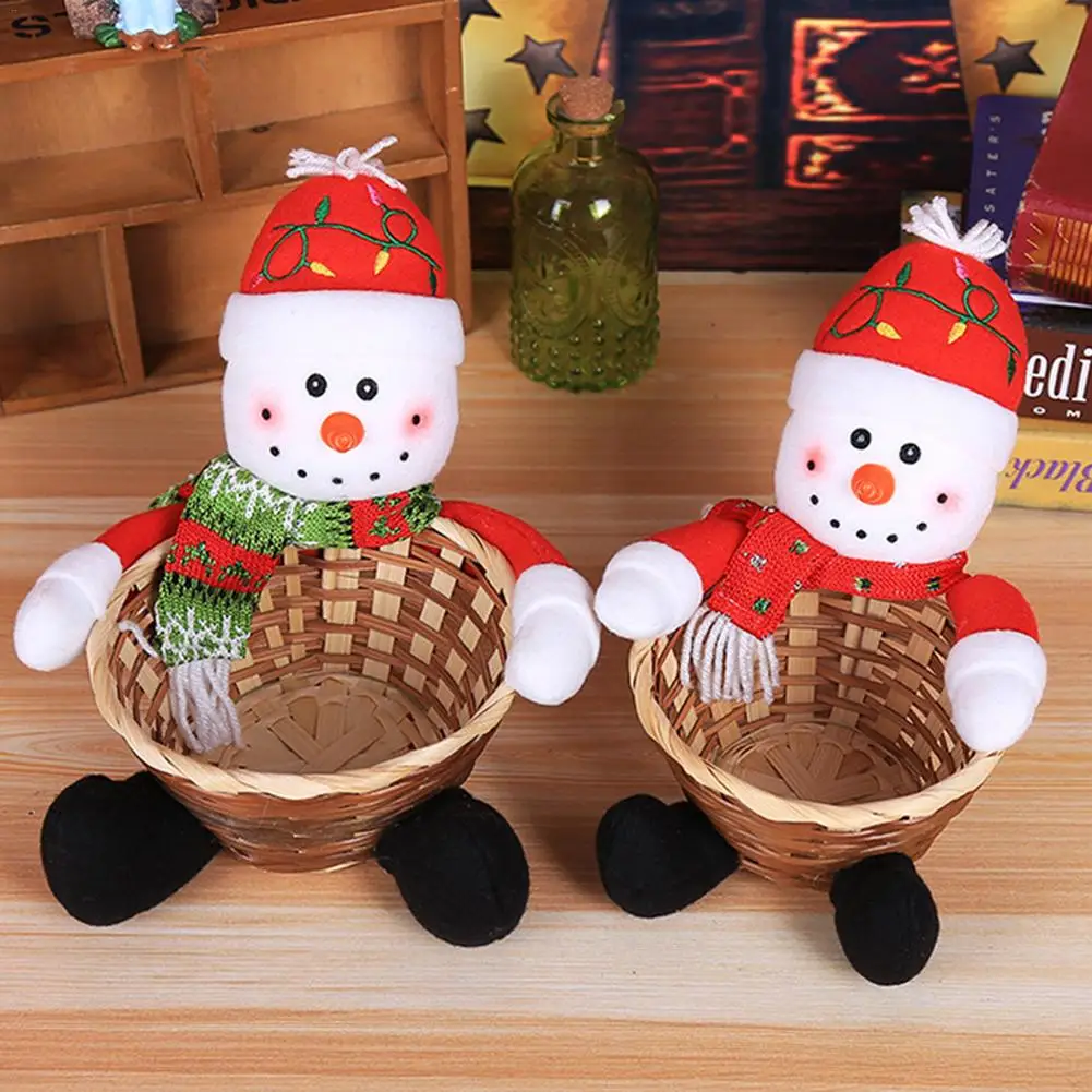 New Christmas Reindeer Candy Basket Santa Snowman Elk Children Gift Basket Christmas Decorative Supplies