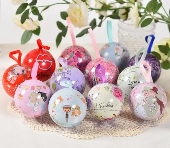 

20pcs/lot Europe creative personality candy tin box spherical candy box wedding supplies 6.8cm