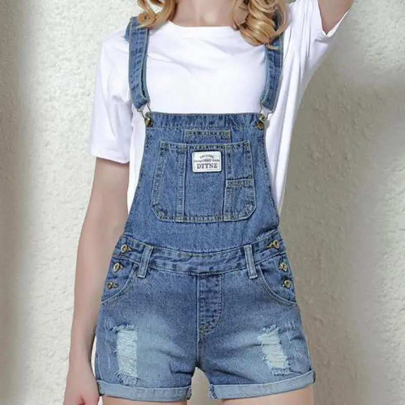 2019 جديد وصول Zuolunouba Playsuits مكتب سيدة مريلة السراويل حفرة الجوخ حللا ، Playsuits داخلية الجينز النساء