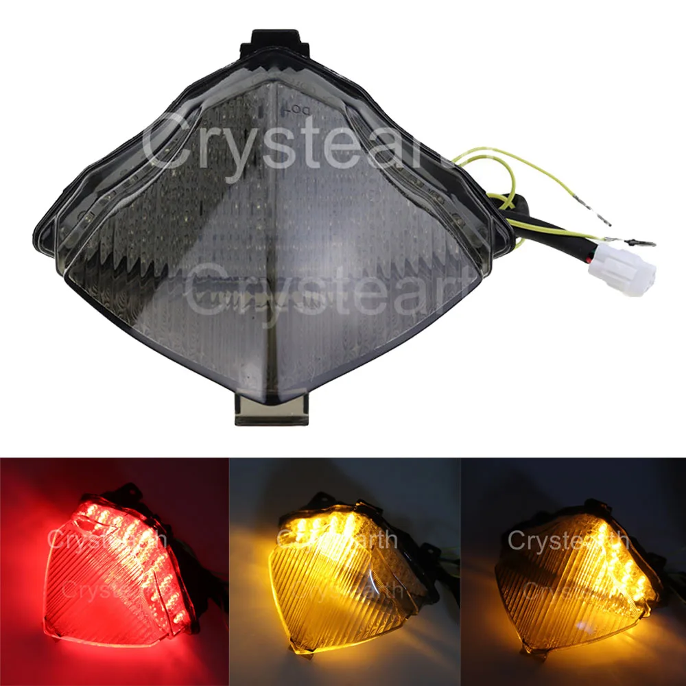 Motorcycle Clear Smoke Lens LED Integrated Brake Tail Light Turn