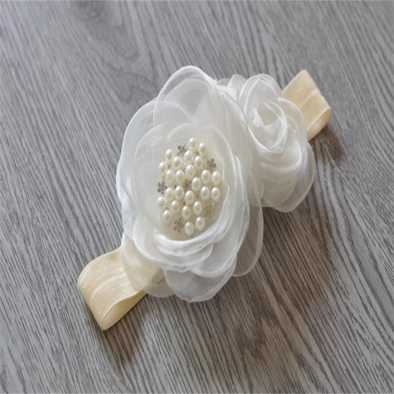 

2Pcs/pack Organza Rosette Flower Headband Baby Girl Hair Accessory Photography Props Kidocheese