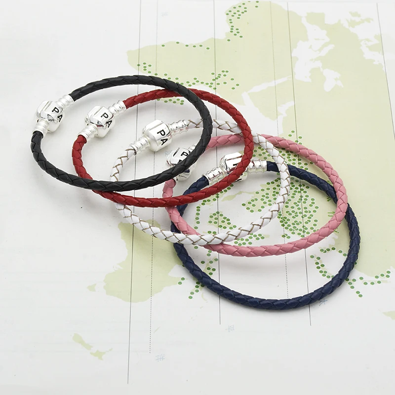 

Mingshang wholesale basic chain DIY bracelet Genuine leather bracelet single two colors have plus size