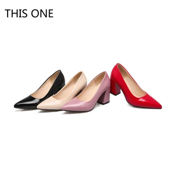 

Hot sell High Heels Shoes Women Wedding Shoes Thick High Heels Fashion Party Pumps Footwear pink Beige black Red Big Size 34-46