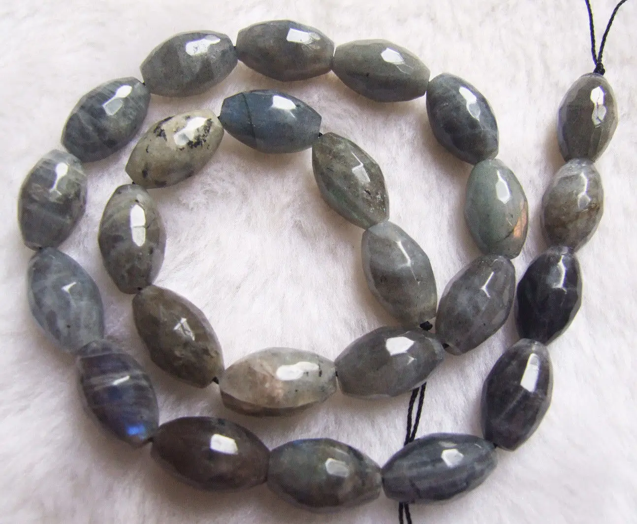 

10x16mm Natural Labradorite Faceted Drum Loose Beads 15.5"