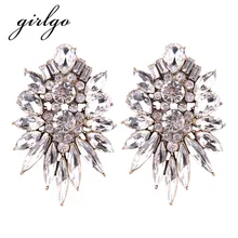 Girlgo Лидер продаж Bijoux Кристалл Геометрическая Серьги-гвоздики для Для женщин Подарки себе Винтажные серьги ювелирные изделия Новая мода Дизайн Boho