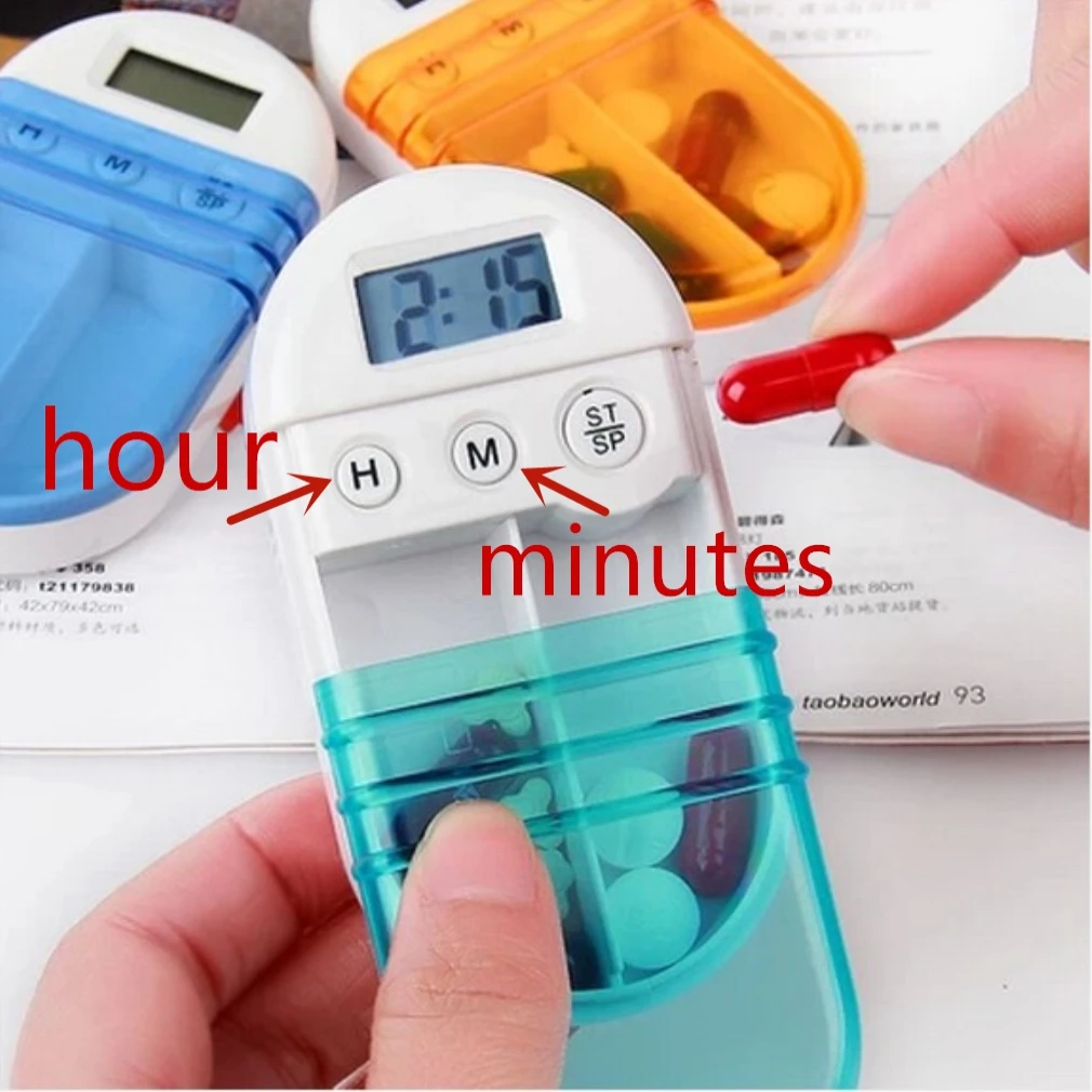 

Pill box electronic timer timer timing kit electronic timing reminder double grid kit Electronic timing reminder double-pill box