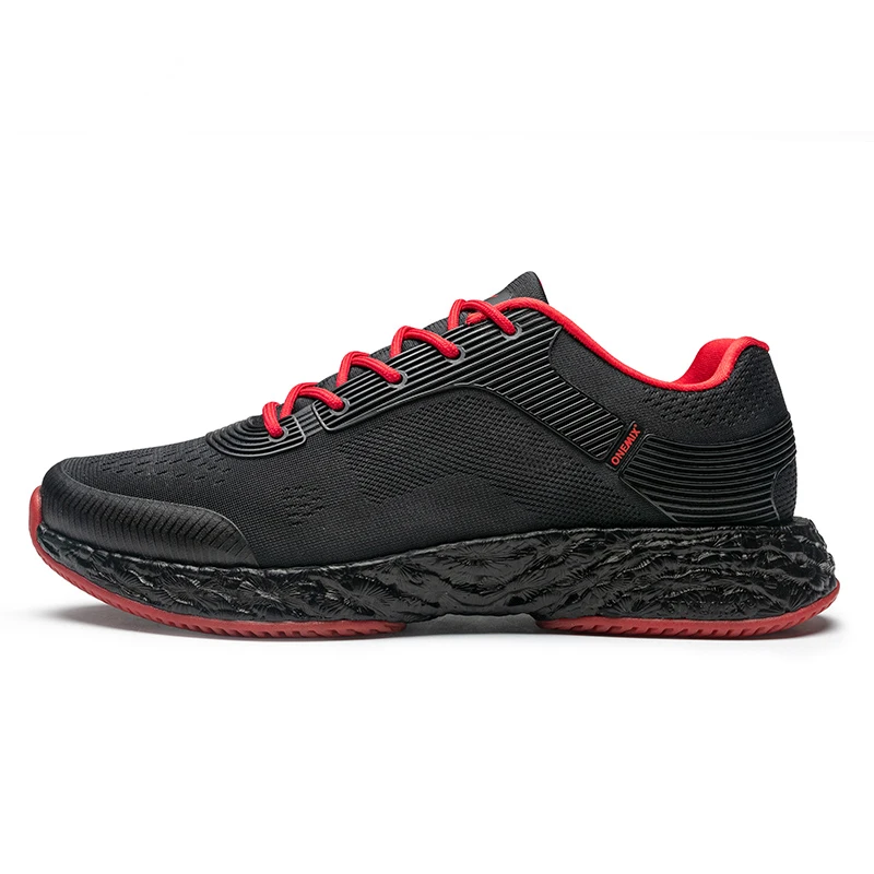 ONEMIX мужские кроссовки энергетические кроссовки для марафона отскок 58 энергетические падения высокотехнологичные эластичные гибкие подошвы противоскользящая подошва - Цвет: Black Red
