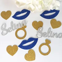 Пользовательские королевские девичник вечерние кольца в форме сердца губы Конфетти Для украшения стола персонализированные имя девушки ночь пользовательские конфетти Декорация