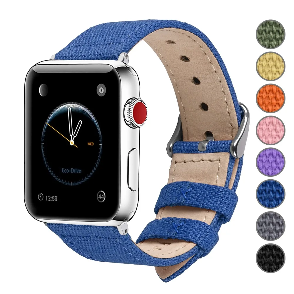 Ремешок холщовый для Apple Watch Band 44 мм 40 42 38 Series 1 2 3 4 браслет iWatch watch 44/40 | Наручные часы