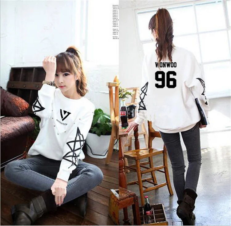 

Kpop SEVENTEEN 17 women autumn cotton wool hooded long sleeve K-Pop style dress layer seventeen17 Carat outerwear tops hoodies